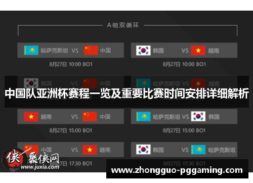 中国队亚洲杯赛程一览及重要比赛时间安排详细解析