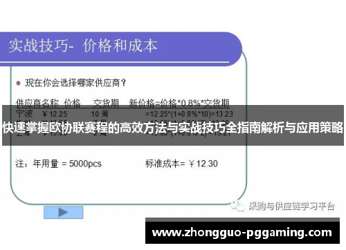 快速掌握欧协联赛程的高效方法与实战技巧全指南解析与应用策略 快速掌握欧协联赛程的高效方法与实战技巧全指南解析与应用策略